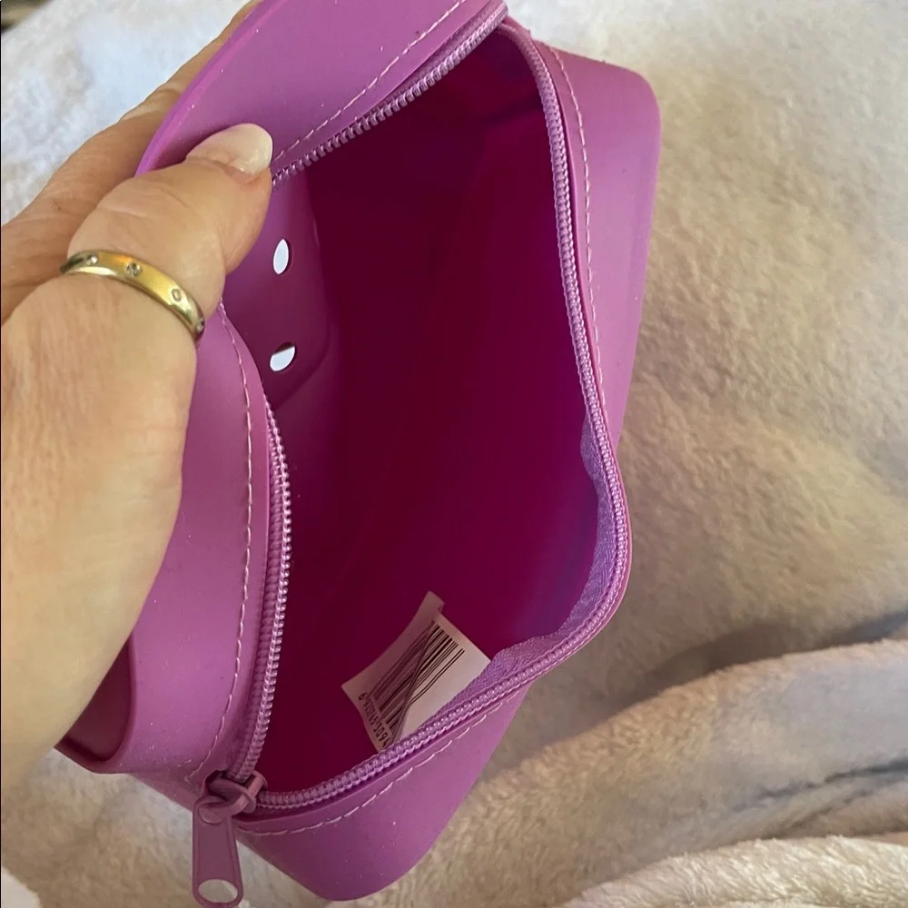 Purple or green silicone Pencil Pouch holds croc jibbetz shoe charms nwt
